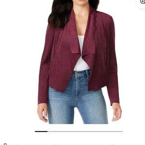 SOPHIA VERGERÀ FAUX SUEDE LIGHTWEIGHT MOTO JACKET WINE SIZE LARGE
